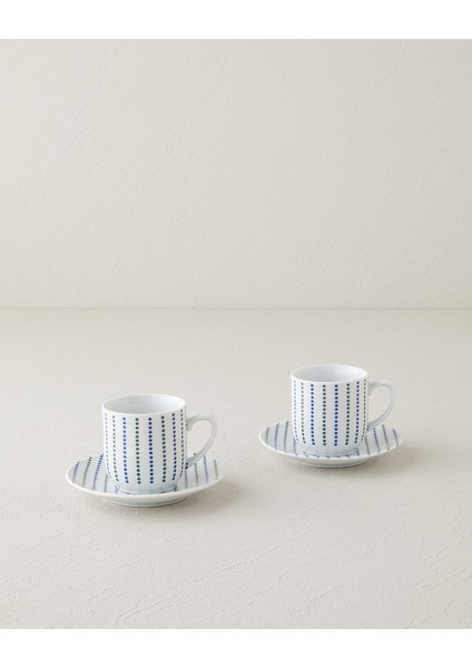 Anchor Porselen 4 Parça 2 Kişilik Kahve Fincan Takımı Mavi-Yeşil