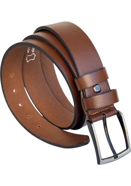 Battal Boy Hakiki Deri 4 Cm. Tokalı Düz Model Spor Erkek Kemer Taba