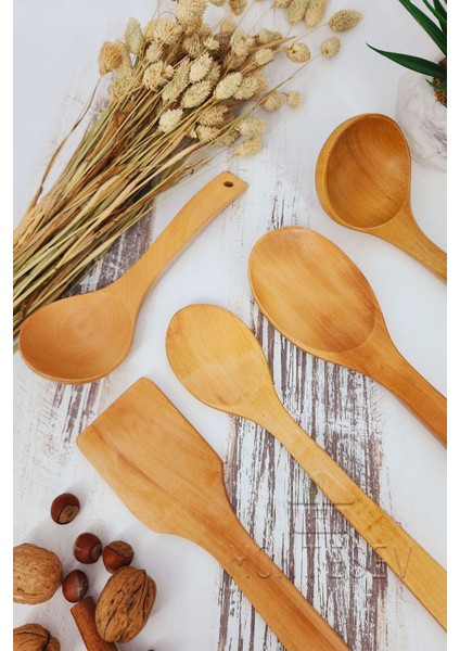 6 Parça Ahşap Mutfak Kaşık Seti Kayın, Şimşir ve Bambu Ağacı, 6 Kişilik fiyatları