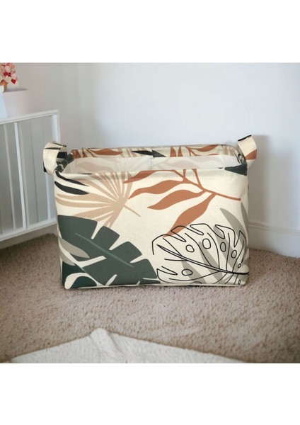 Yaprak Desenli Çok Amaçlı Dolap Içi Düzenleyici Dekoratif Dikdörtgen Düzenleyici Sepet 37 x 27 x 25 fiyatları