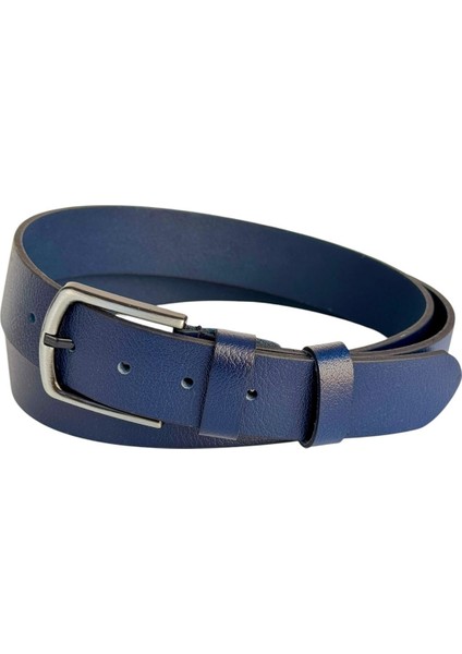 Battal Boy Hakiki Deri 4 Cm. Tokalı Düz Model Spor Erkek Kemer Lacivert