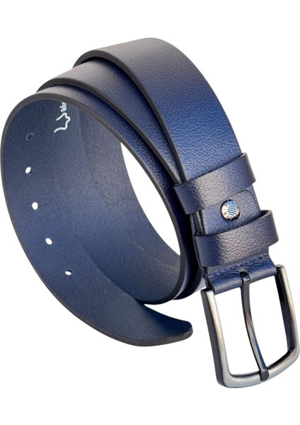 Battal Boy Hakiki Deri 4 Cm. Tokalı Düz Model Spor Erkek Kemer Lacivert