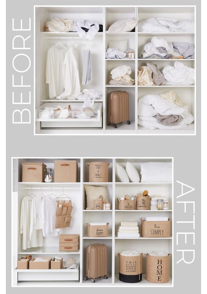 Jüt Kapaklı Dolap Çekmece Içi Takı Çamaşır Katlanır Saklama Kutusu Organizer 30 x 23 x 11