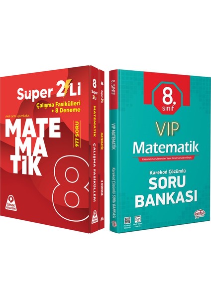 Örnek Akademi 8. Sınıf Süper Ikili Matematik Seti ve Editör Vip Soru Bankası Seti 2 Kitap
