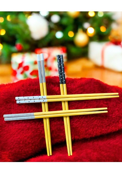 Bambu Çöp Stick Desenli Yıkanabilir Çubuk 4kişilik 8 Adet