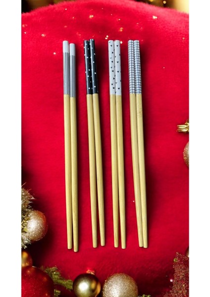 Bambu Çöp Stick Desenli Yıkanabilir Çubuk 4kişilik 8 Adet