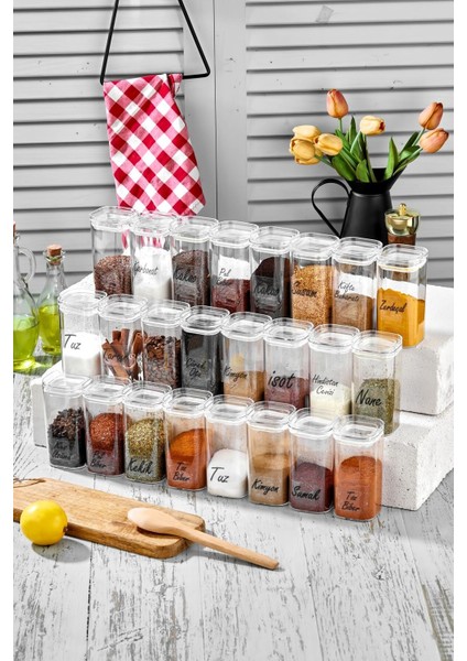 24'lü 300 ML Akrilik Saklama Kabı Seti, Pratik ve Şık Organizerler, 330 cl, 24 Parça