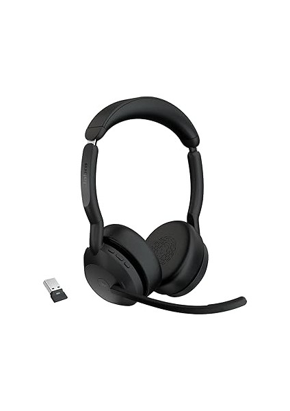 Jabra Evolve2 55 Stereo Kablosuz Kulaklık Jabra Air Comfort Teknolojisi, Gürültü Önleyici Mikrofonl