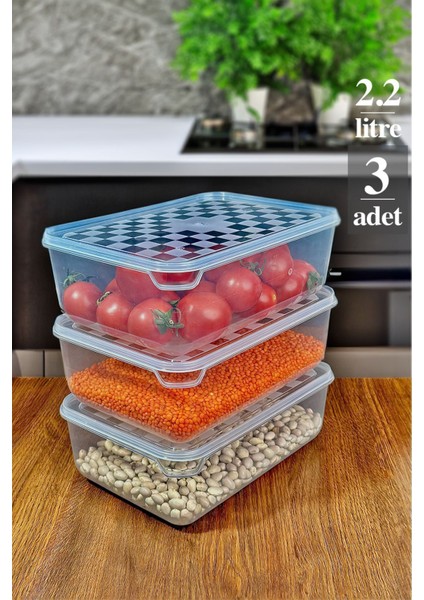 Şeffaf 3'lü Saklama Kabı Seti, Pratik ve Şık Mutfak Gereçleri, Turuncu