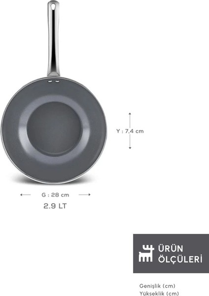 x Refika Birgül Crystal Metal Kulplu Wok Tava 28 cm Creamy
