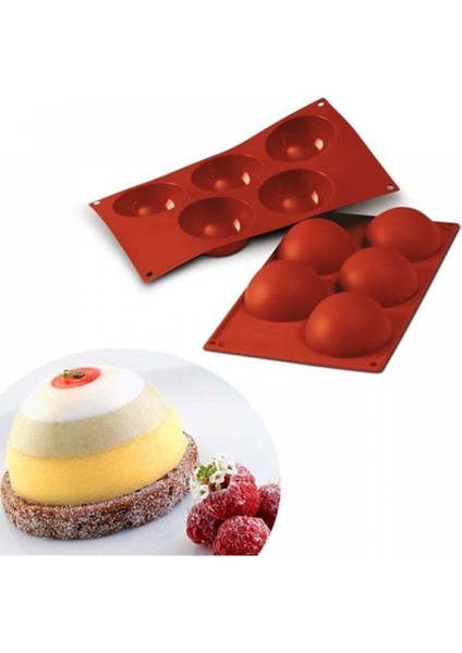 Yarım Küre Silikon Kalıp 5'li Çok Renkli, Esnek ve Dayanıklı, Çok Amaçlı Kullanım