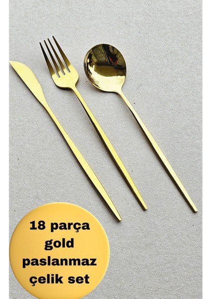 18 Parçalı Paslanmaz Çelik Çatal Kaşık Bıçak Seti, 6 Kişilik, Şık ve dayanıklı