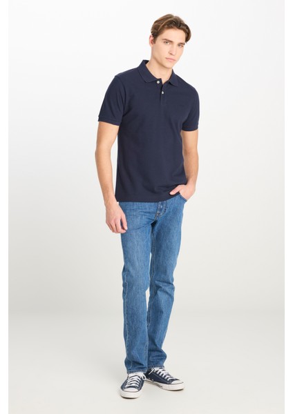 %100 Pamuk Regular Fit Normal Kesim Lacivert Polo Yaka Tişört modelleri