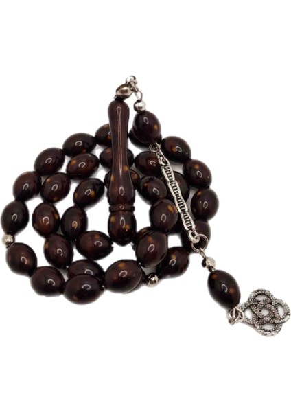 Sarı Benekli Kahverengi Toz Kehribar Tesbih modelleri