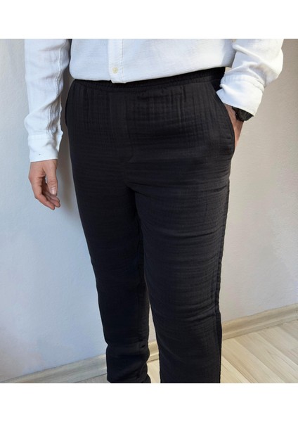 4 Kat Müslin Siyah Rahat Erkek Pantolon fiyatları