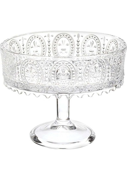 El Yapımı Şeffaf Cam Yuvarlak Ayaklı Sunum Kasesı Sunumluk 19 x 15 cm