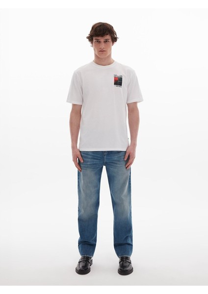 Erkek Regular Krem T-shırt