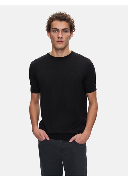 Erkek Kısa Kollu Basıc Triko Siyah Kazak fiyatları