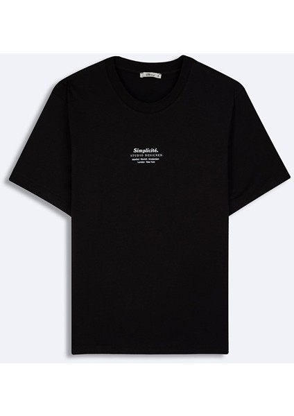 Kadın Sıfır Yaka Kısa Kollu Regular Siyah T-shırt