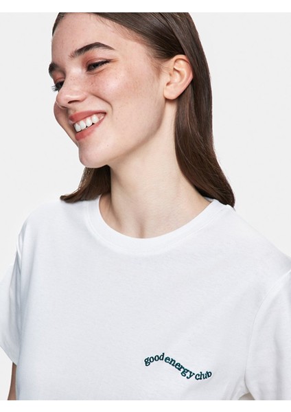 Kadın Sloganlı Ribanalı Regular Beyaz T-shırt fırsatları