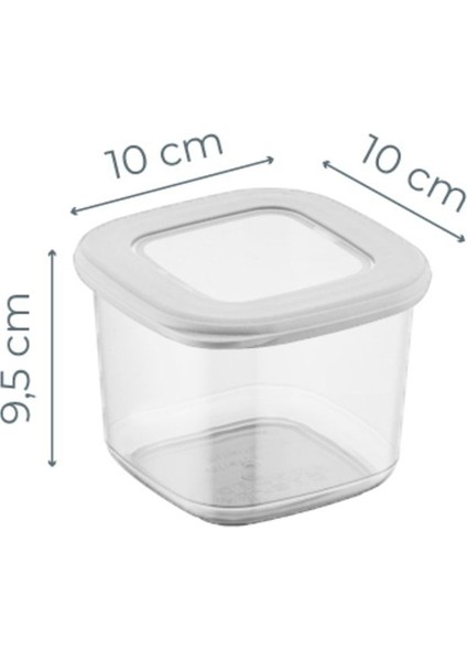 Foly 12'li Set Küçük Boy 0,55 Litre Etiketli Kaşıklı Kare Erzak Saklama Kabı Beyaz