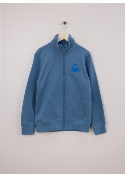 Baskılı Erkek Mavi Sweatshırt 3J68C501B