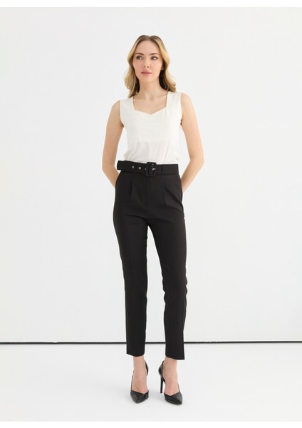 Normal Bel Standart Siyah Kadın Pantolon 25YSL5351