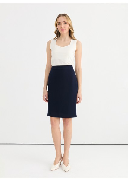 Normal Bel Siyah Kadın Düz Standart Etek 25YSL3460