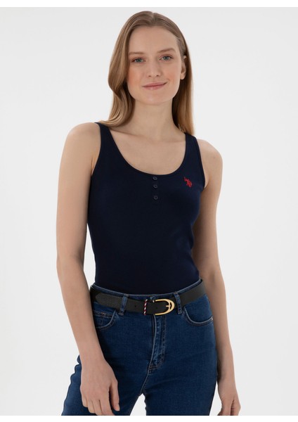Bisiklet Yaka Lacivert Kadın T-Shirt GEDDA25