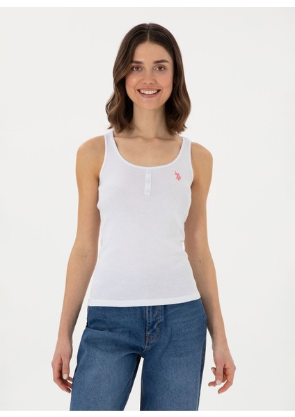 Bisiklet Yaka Beyaz Kadın T-Shirt GEDDA25