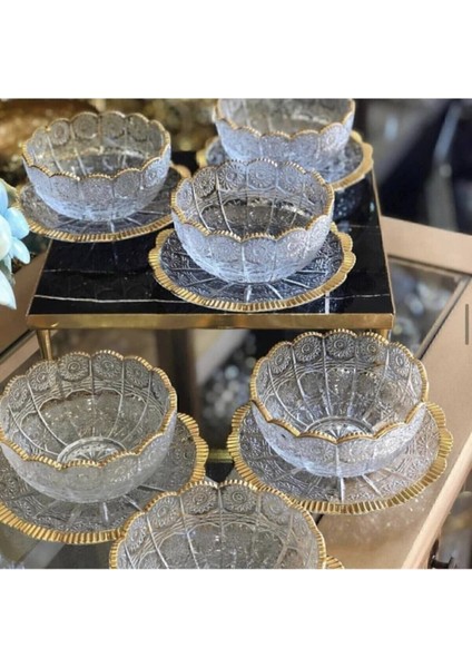 6 Kişilik Gold Detaylı 12 Parça Çerez Takımı, şık ve zarif sunum sağlar fiyatları