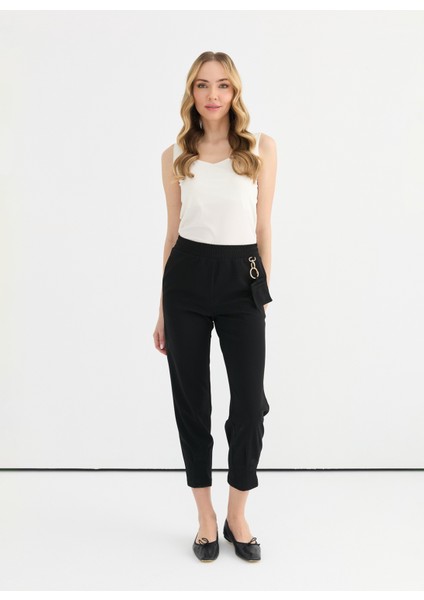 Normal Bel Standart Siyah Kadın Pantolon 25YSL5380