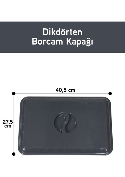 Plastik Borcam Kapağı Dikdörtgen Antrasit