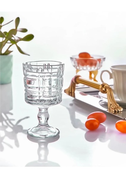 Cam Bardak 6'lı Ayaklı Lusy Kahve Yanı Su Bardağı, Coffee, Water Glass 50 ml