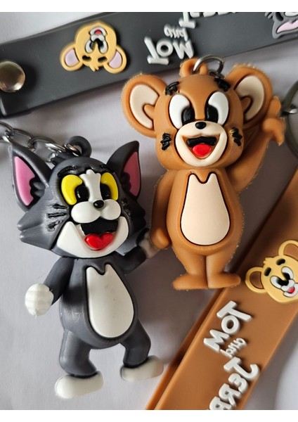 Tom ve Jerry Silikon Çift Anahtarlığı ve Çanta Aksesuarı