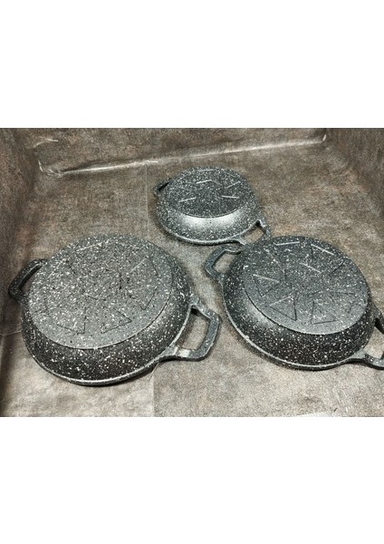 Essenso 3 Lü Granit Döküm Sahan Set Gri