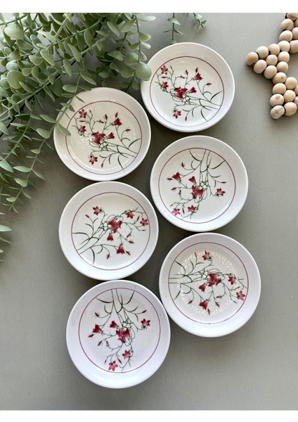 Fushia Çiğdem Model 6’lı Yuvarlak Kahvaltı Tabağı