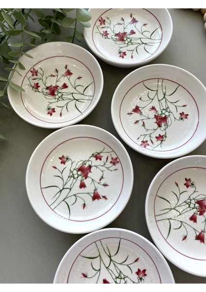 Fushia Çiğdem Model 6’lı Yuvarlak Kahvaltı Tabağı