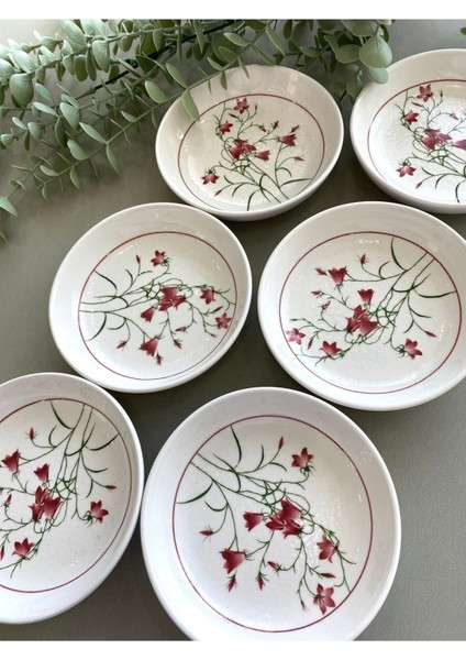 Fushia Çiğdem Model 6’lı Yuvarlak Kahvaltı Tabağı
