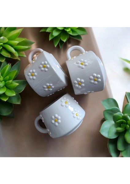 Klasik Çayır Papatya Seramik Kupa Bardak Mug Kahve Tutkusu