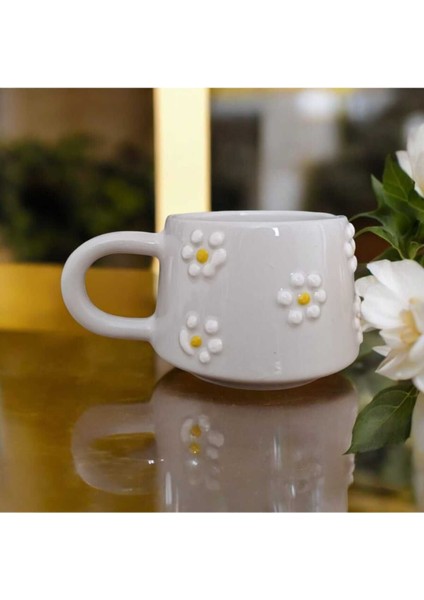 Klasik Çayır Papatya Seramik Kupa Bardak Mug Kahve Tutkusu
