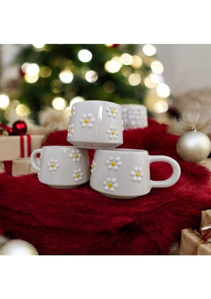 Klasik Çayır Papatya Seramik Kupa Bardak Mug Kahve Tutkusu