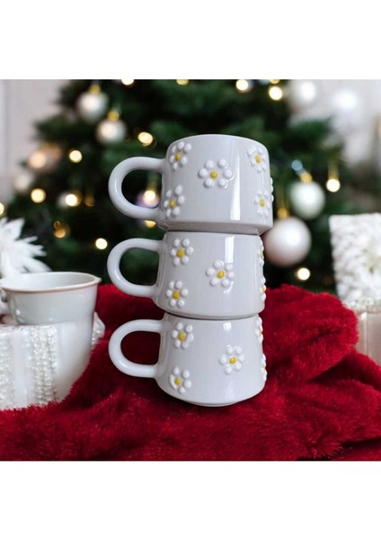 Klasik Çayır Papatya Seramik Kupa Bardak Mug Kahve Tutkusu