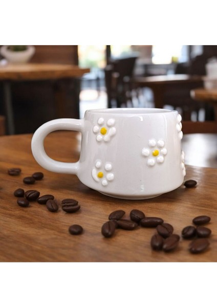 Klasik Çayır Papatya Seramik Kupa Bardak Mug Kahve Tutkusu