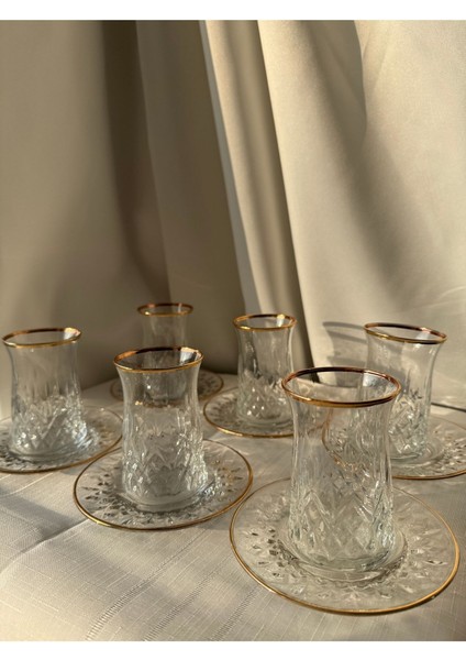 12'li Cam Çay Bardağı Seti, Şeffaf, 170ml, Şık ve Zarif Tasarım