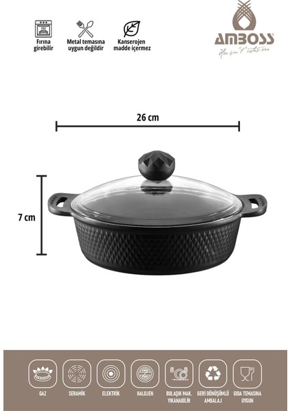 Kuvars 26 cm Döküm Basık Tencere