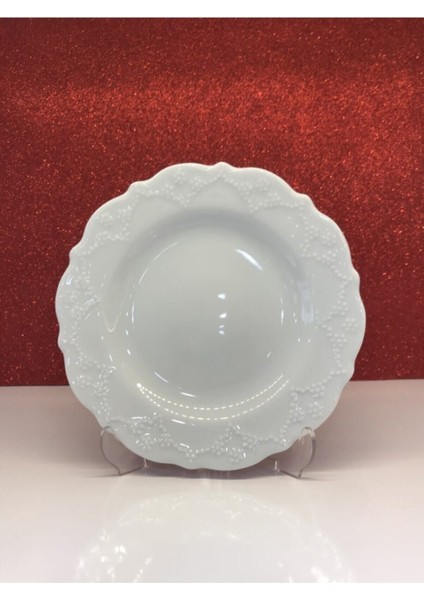 Porselen Queen Beyaz 16 cm Düz Pasta-Tatlı-Ekmek Tabak 3 Adet