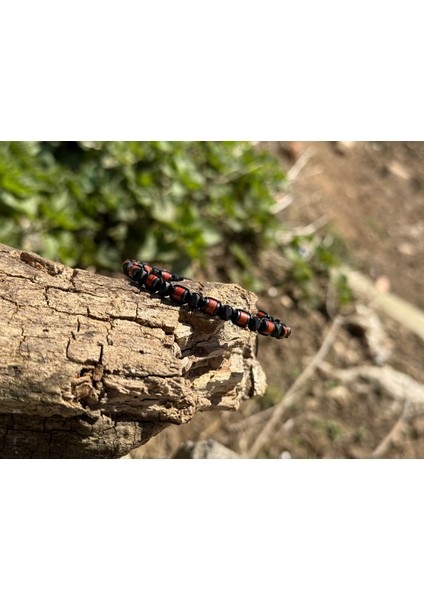 Jasper, Hematit Bileklik - Iden Black Red Bileklik - Tasarım Bileklik 4mm Ayarlanabilir
