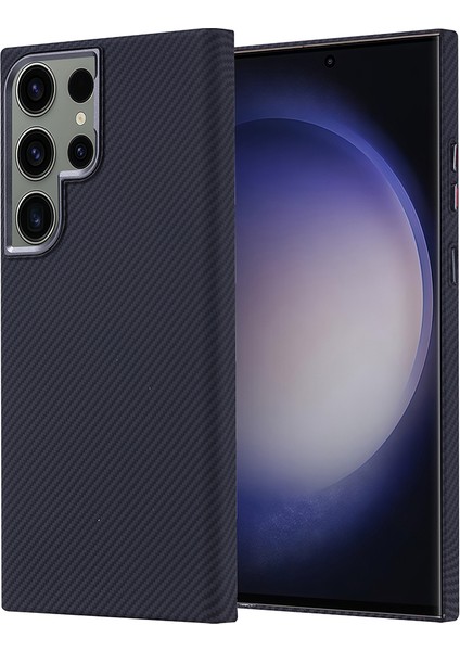 Samsung Galaxy S23 Ultra Kılıf Kablosuz Şarj Özellikli Karbon Fiber Görünümlü Nekst Kapak
