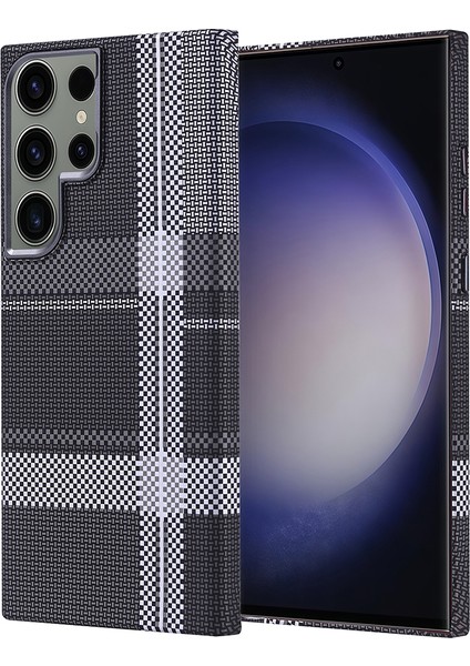 Samsung Galaxy S23 Ultra Kılıf Kablosuz Şarj Özellikli Karbon Fiber Görünümlü Nekst Kapak